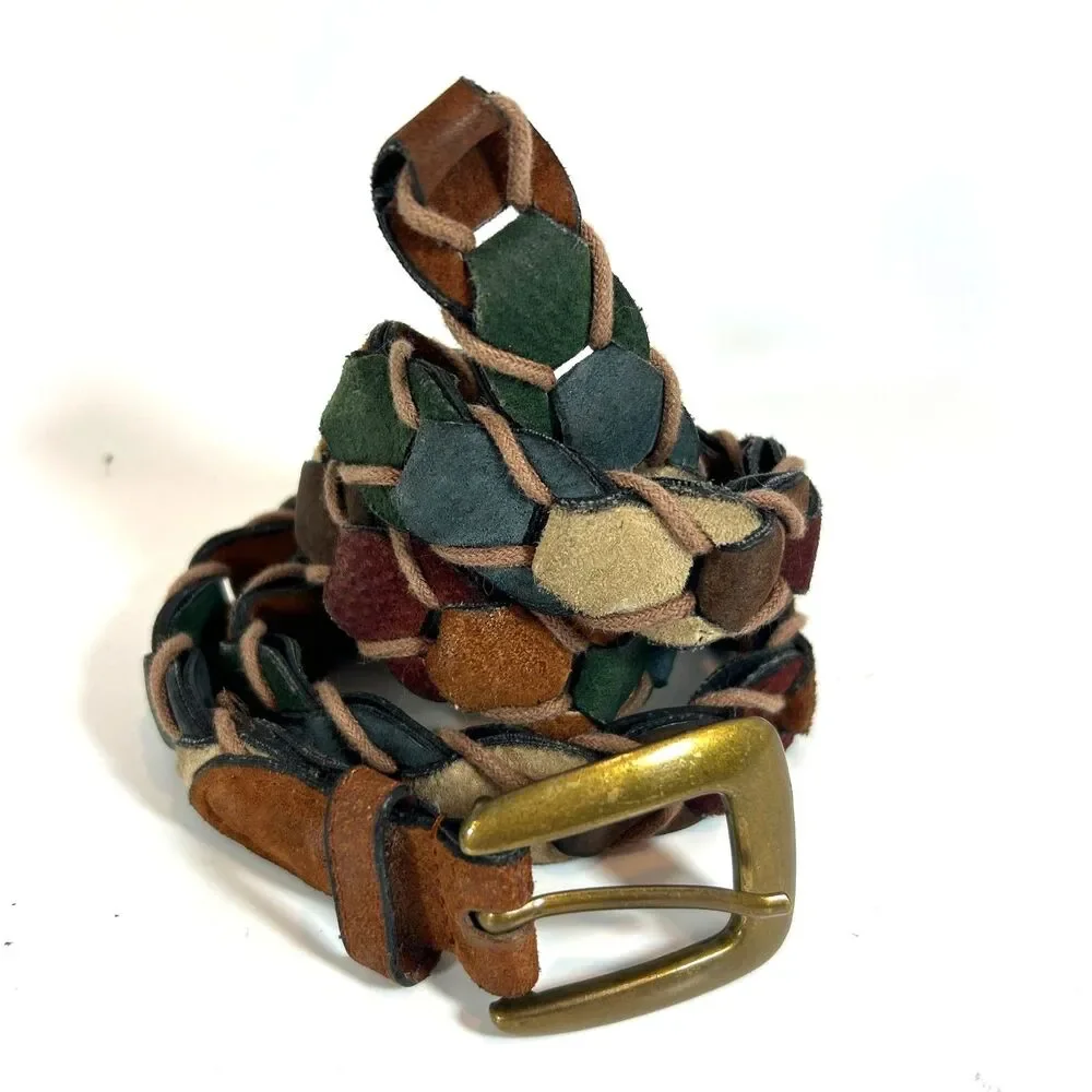 St. John's Bay Braided Suede Leather Multi-Color Belt Large Hippie Granola